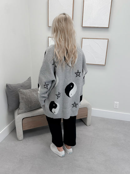 Yin Yang Cardigan in Grey