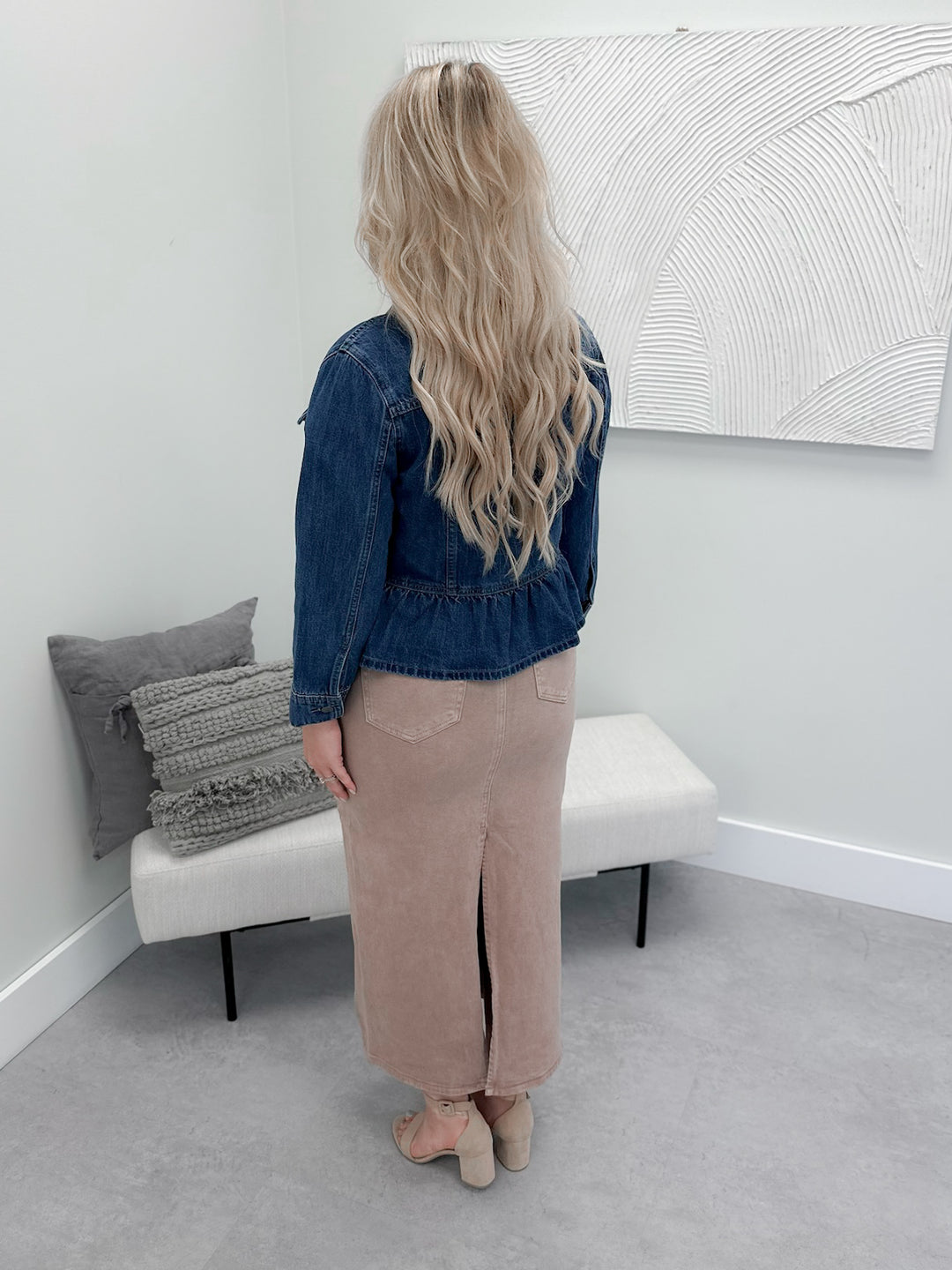 PREORDER - Gabby Peplum Denim Jacket by Kancan