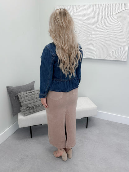 Gabby Peplum Denim Jacket by Kancan - Size Small