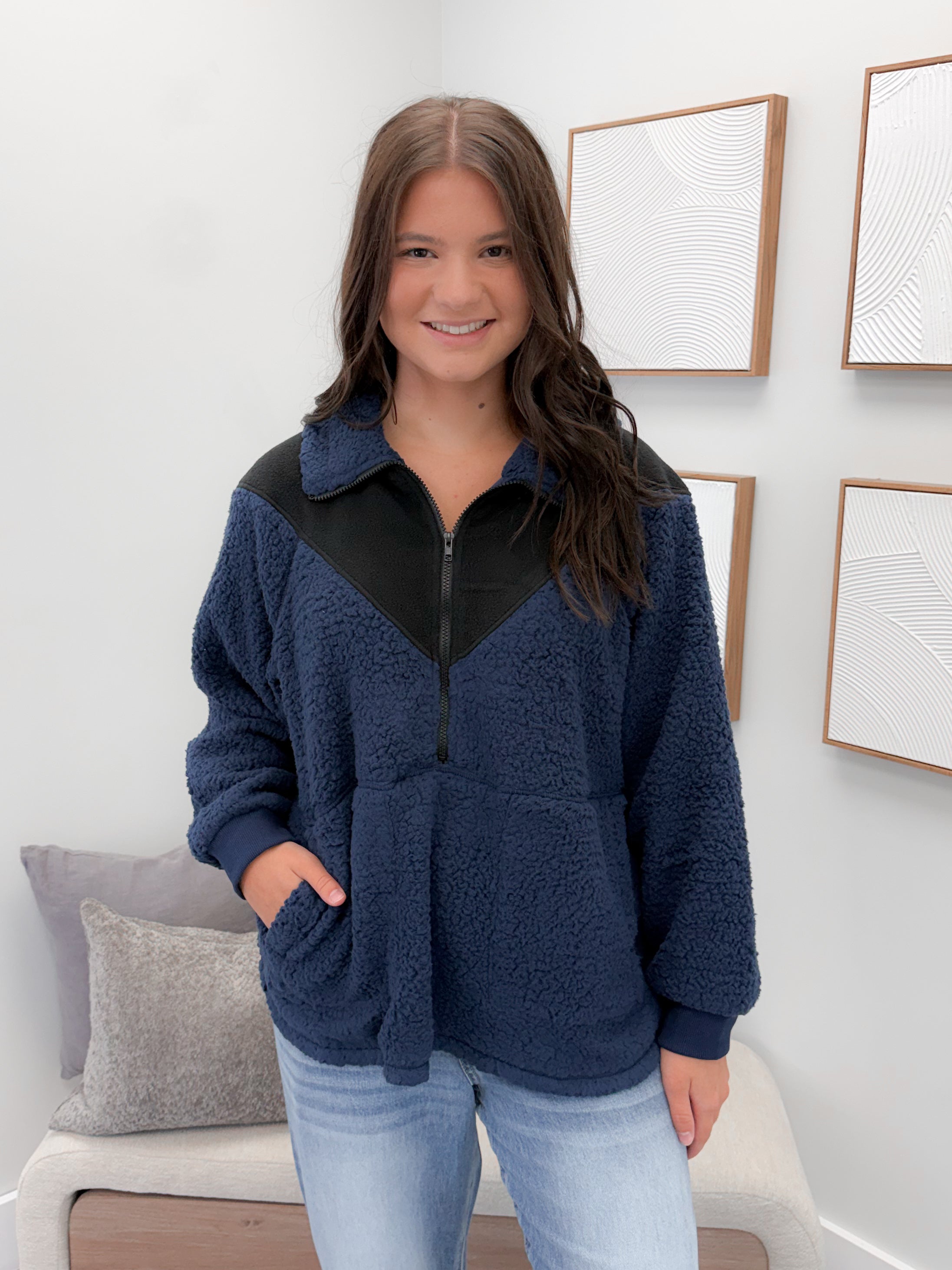 Polaris Quarter Zip in Navy
