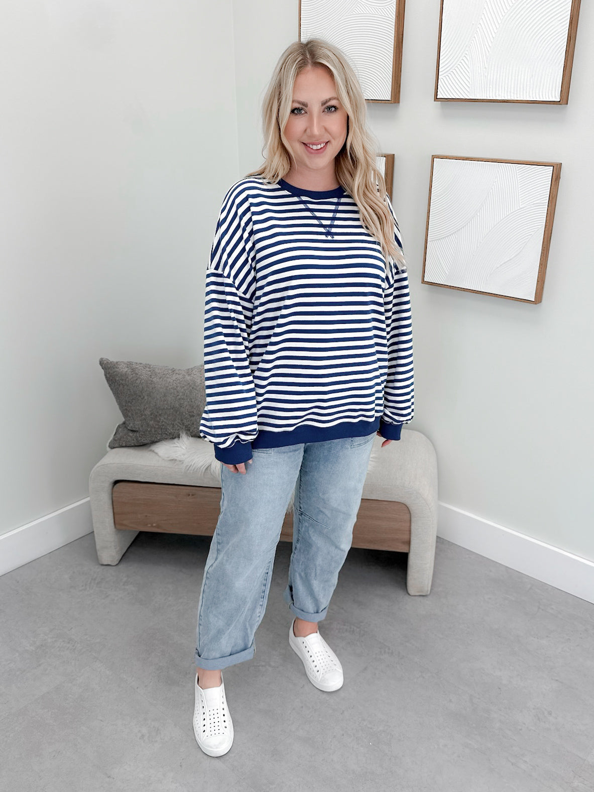 Danielle Striped Pullover in Blue