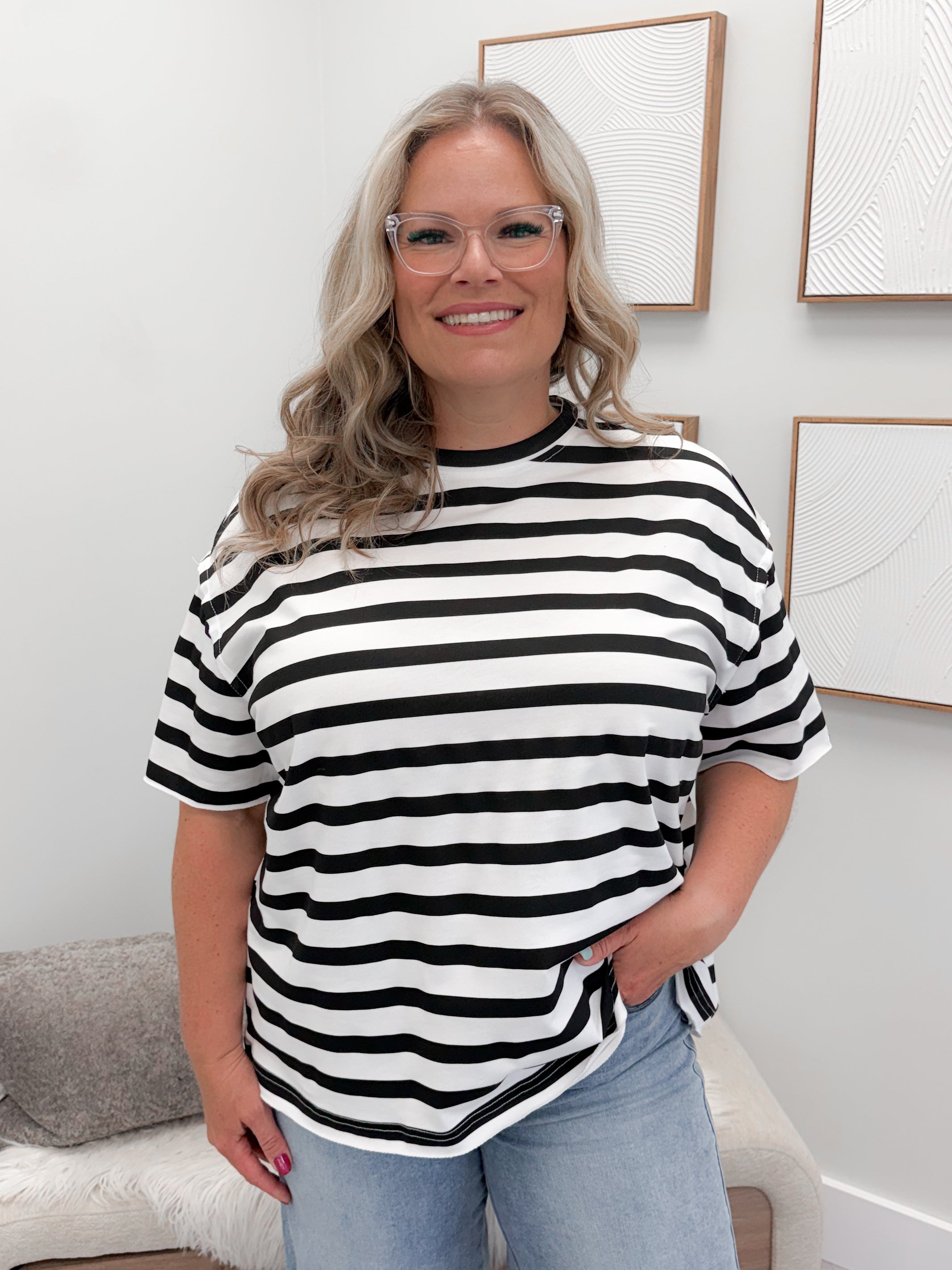 Boyfriend Tee in Seeing Stripes by Ampersand Avenue