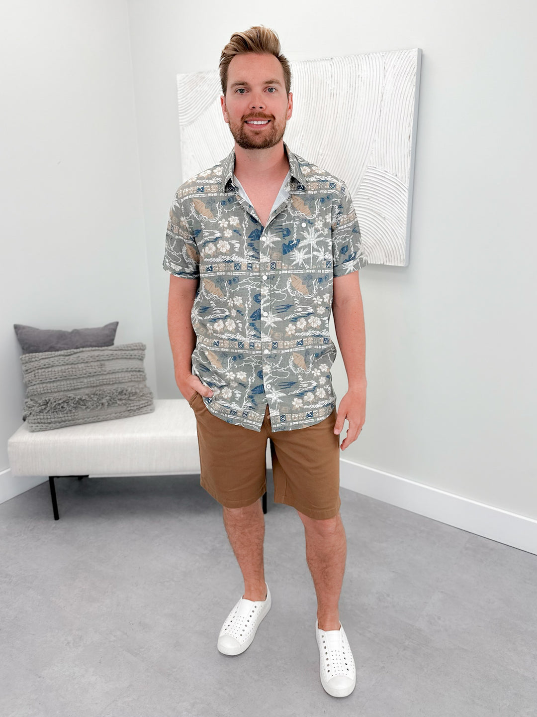 Traveler Mens Button Up in Sage