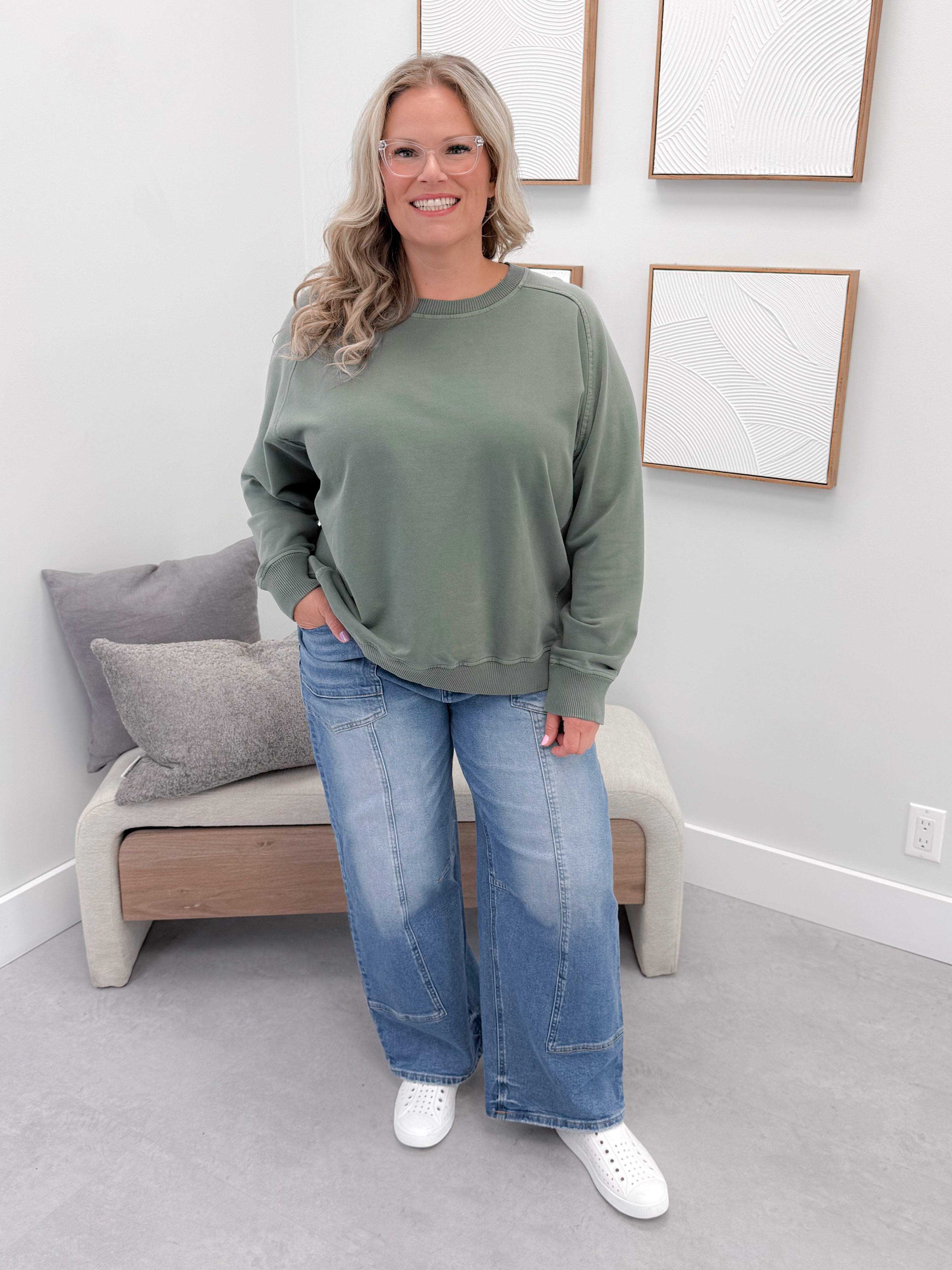 Keep It Simple Pullover in Olive