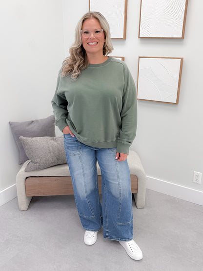 Keep It Simple Pullover in Olive