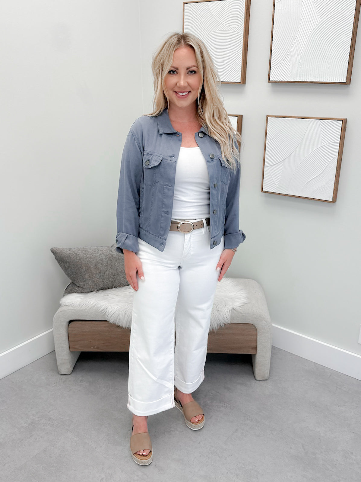 Cassia Jacket in Dusty Blue