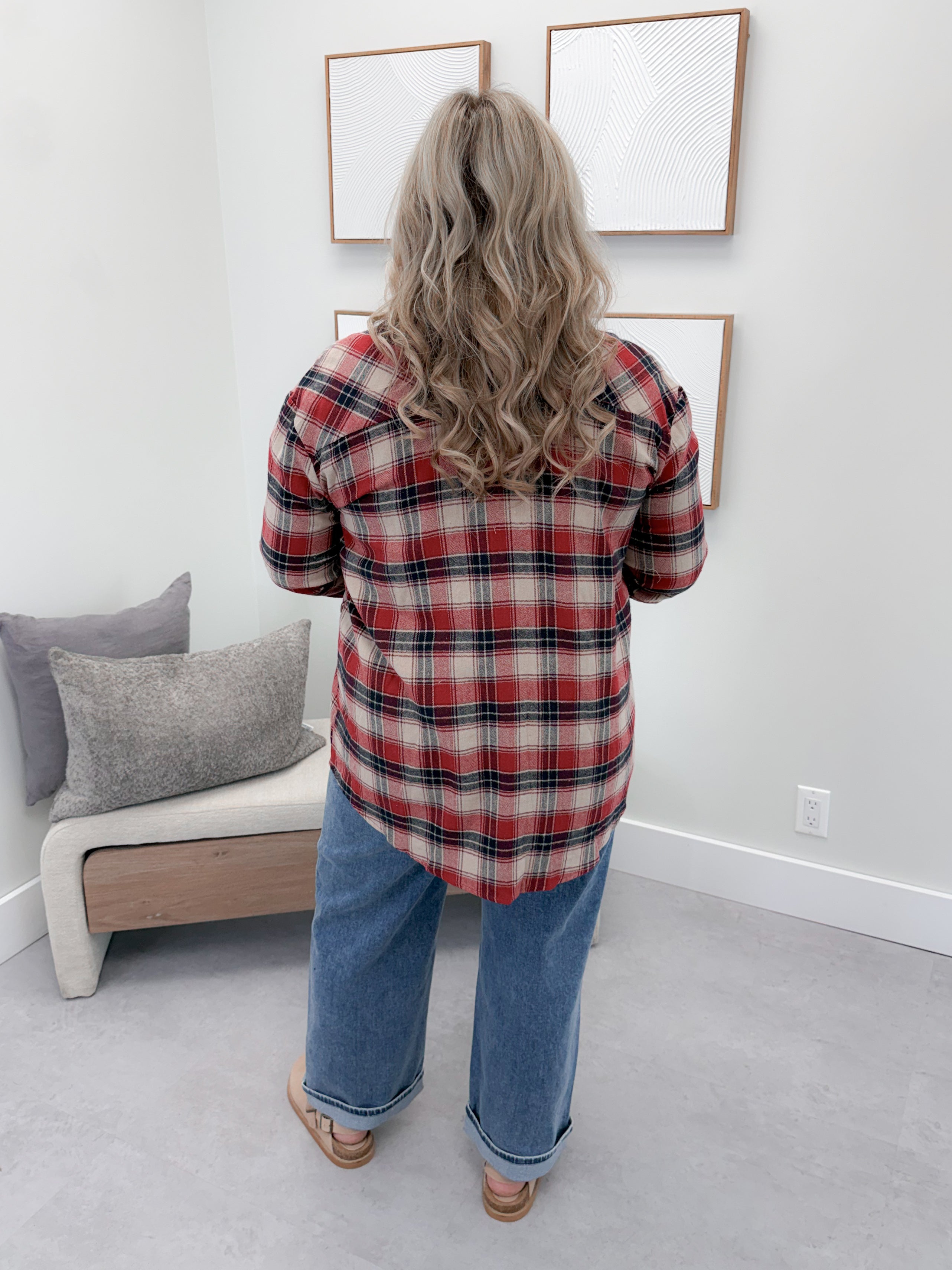 Janelle Button Up in Red Plaid