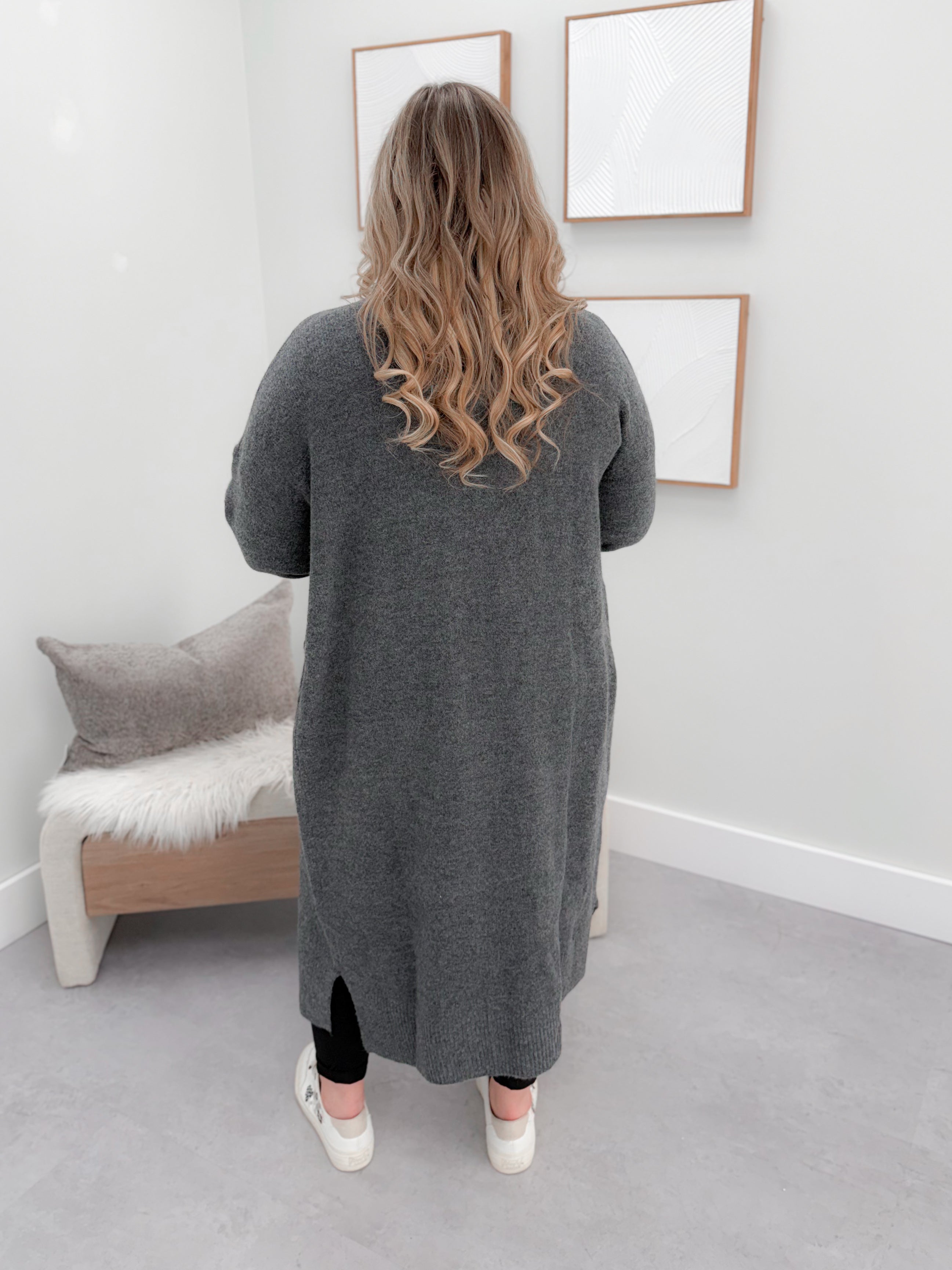 Eden Longline Cardigan in Charcoal