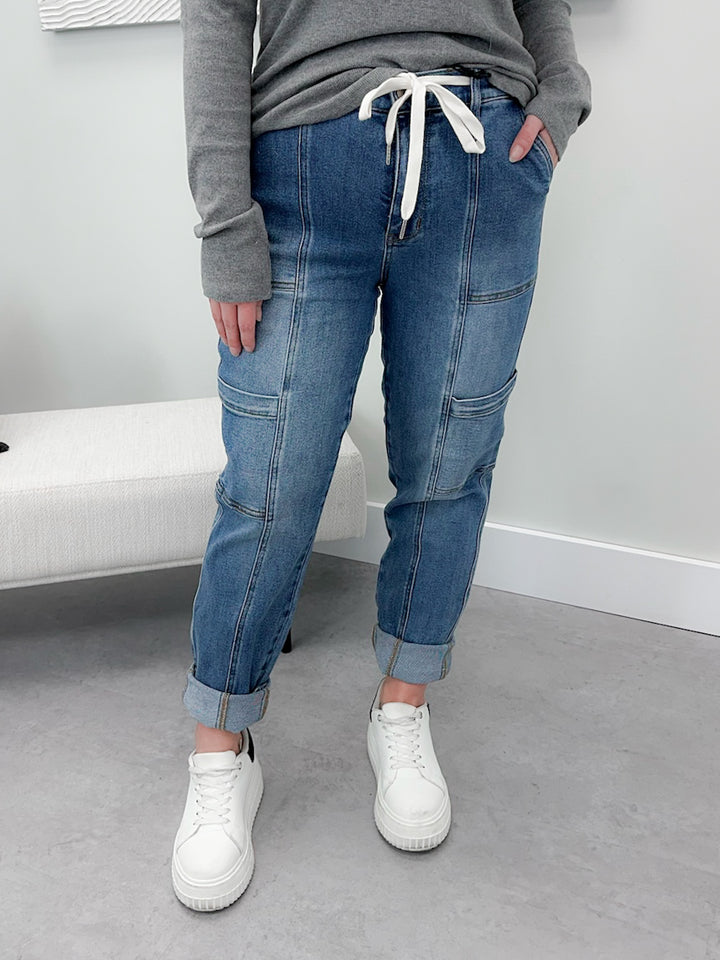 Cuffed Cargo High Rise Jeans by Judy Blue