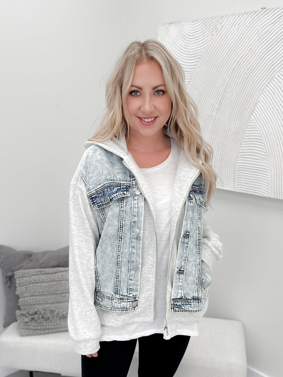 River Layered Jacket in Light Blue Acid Wash