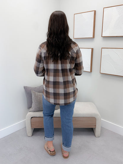Briar Shacket in Brown Plaid