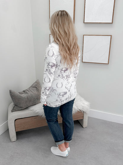 Cowlneck Sweatshirt in Home on The Range by Ampersand Avenue