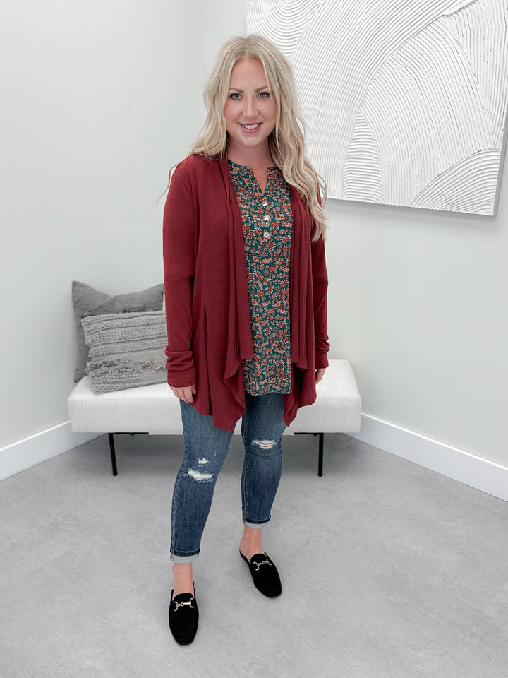 Carter Cardigan in Wine