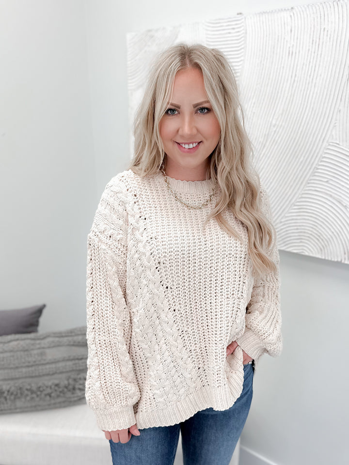 Palmer Chunky Knitted Sweater in Oatmeal