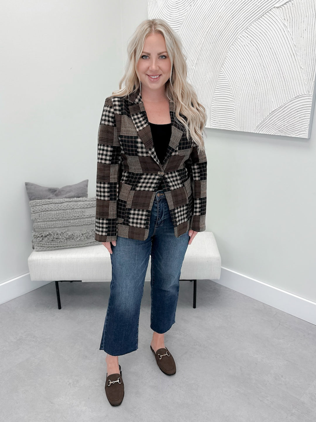 Beryl Flannel Plaid Blazer in Brown
