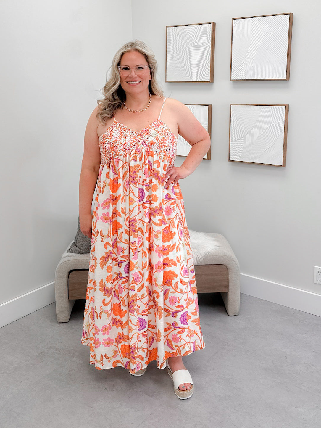 Melrose Dress in Pink Multi