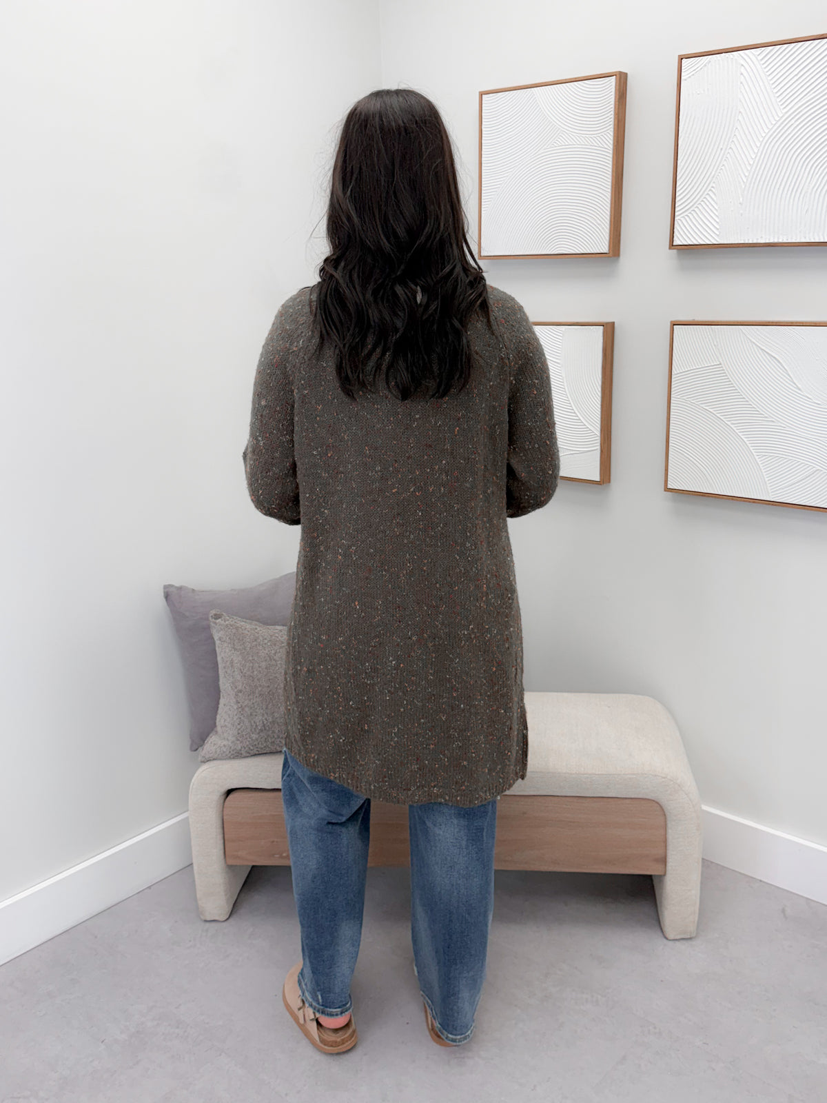 Speckled Cardigan in Olive