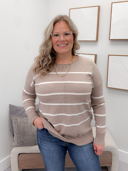 Jeanette Striped Sweater in Mocha