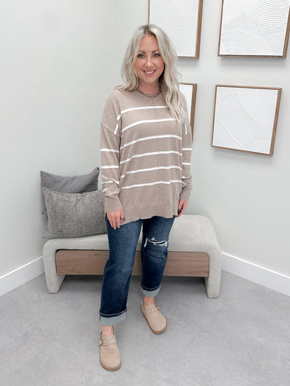 Jeanette Striped Sweater in Mocha