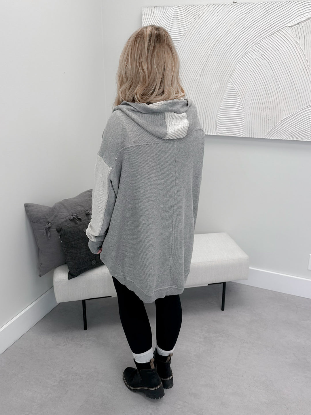 Grayson Hooded Cardigan in Mixed Grey