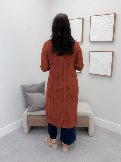 Tay Maxi Cardigan in Terracotta