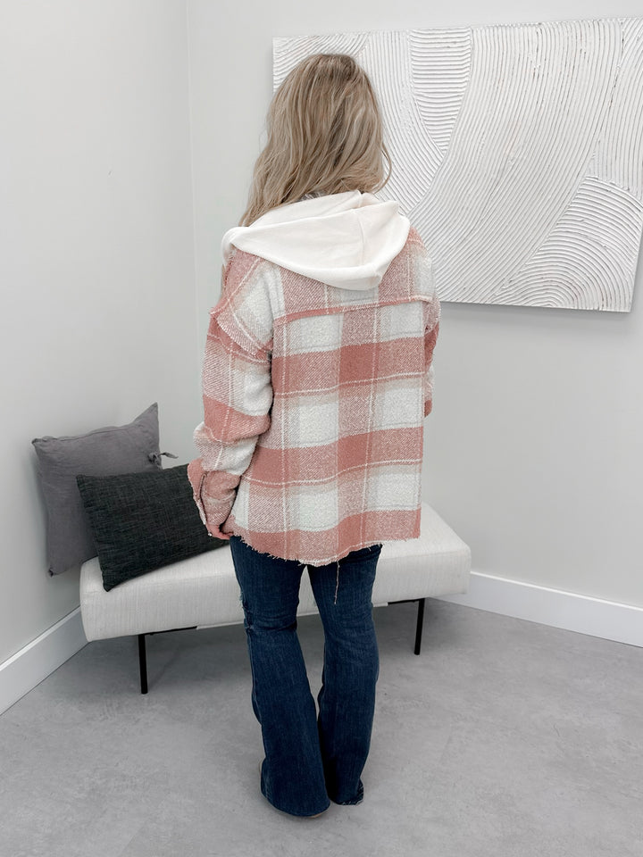 Emily Plaid Shacket in Blush