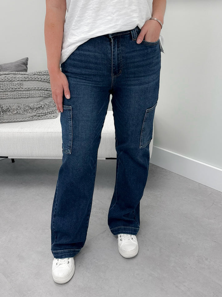 Noor Wide Leg Cargo Jeans by Judy Blue