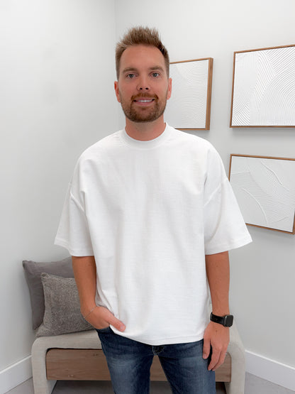 Mens Greer Ribbed Tee in White