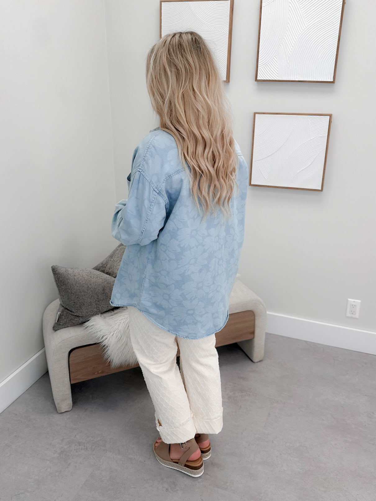 Flora Shacket in Light Wash by Risen