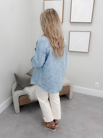 Flora Shacket in Light Wash by Risen