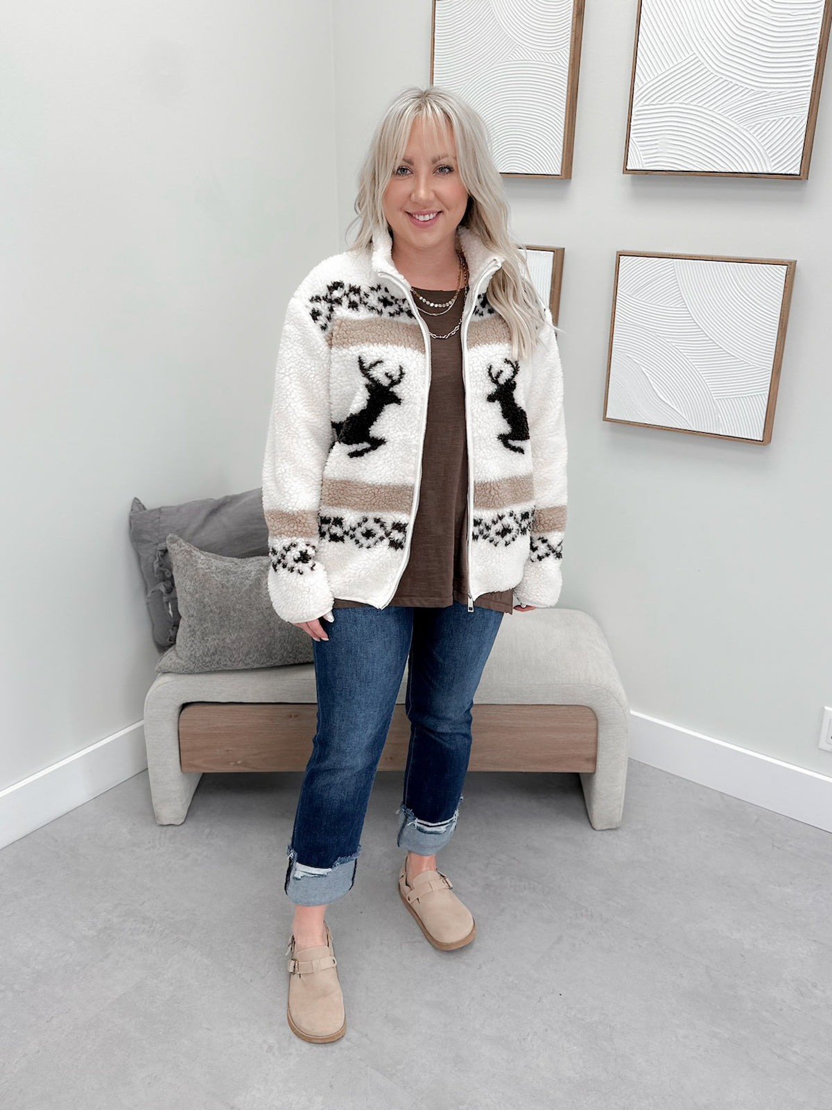 Clarke Sherpa Jacket in Natural
