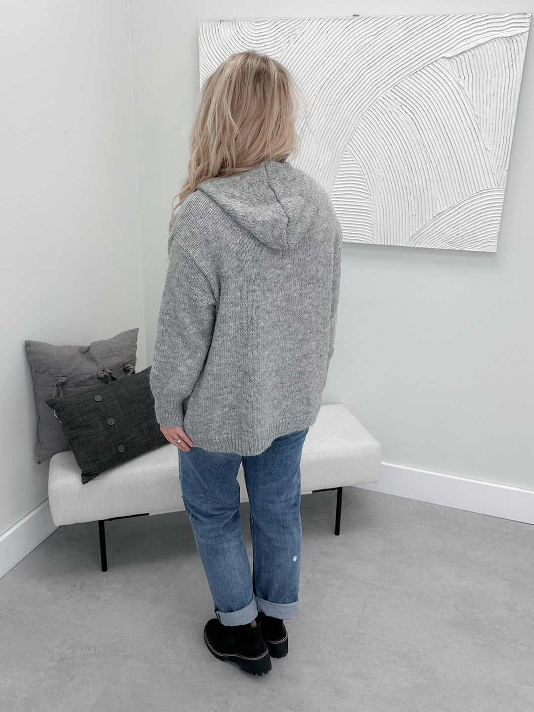 Alba Button Cardigan in Grey