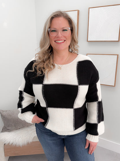 Checks Sweater in Black and White
