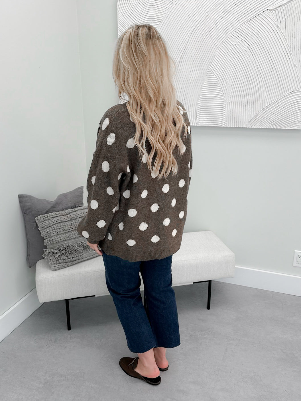 Stowe Polka Dot Cardi in Dark Mocha