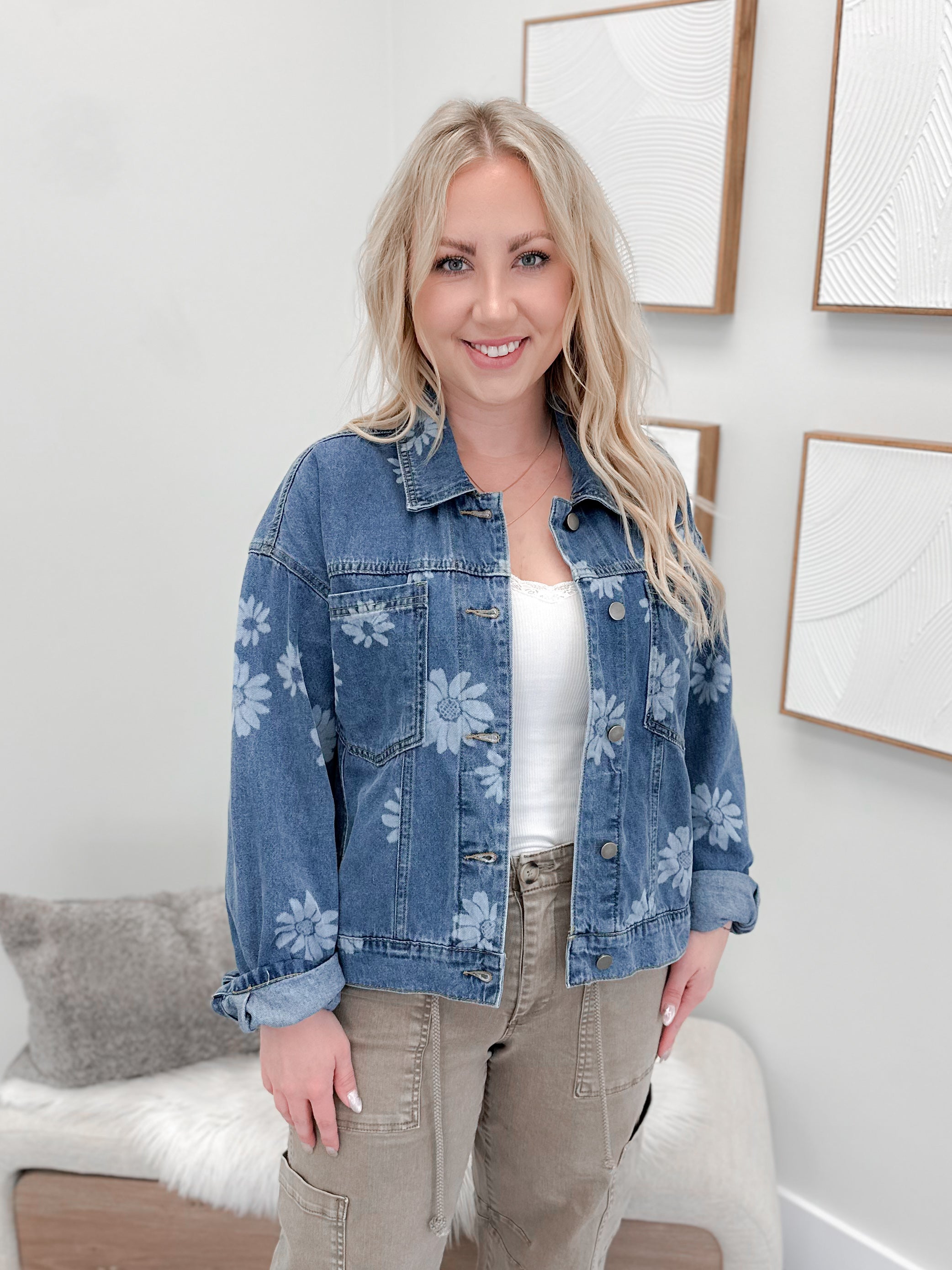 Rio Jean Jacket in Blue Daisy