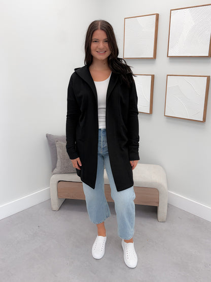 726 Hooded Cardigan in Black by Twenty Nine the Label