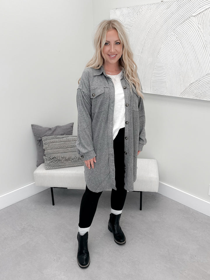 Kerri Long Shacket in Grey