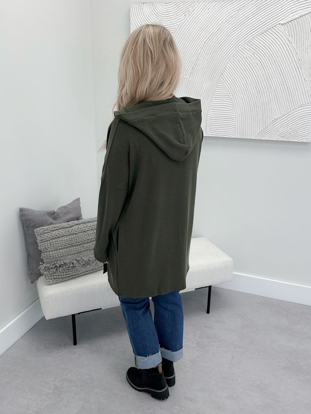 Doris Hooded Cardi in Olive