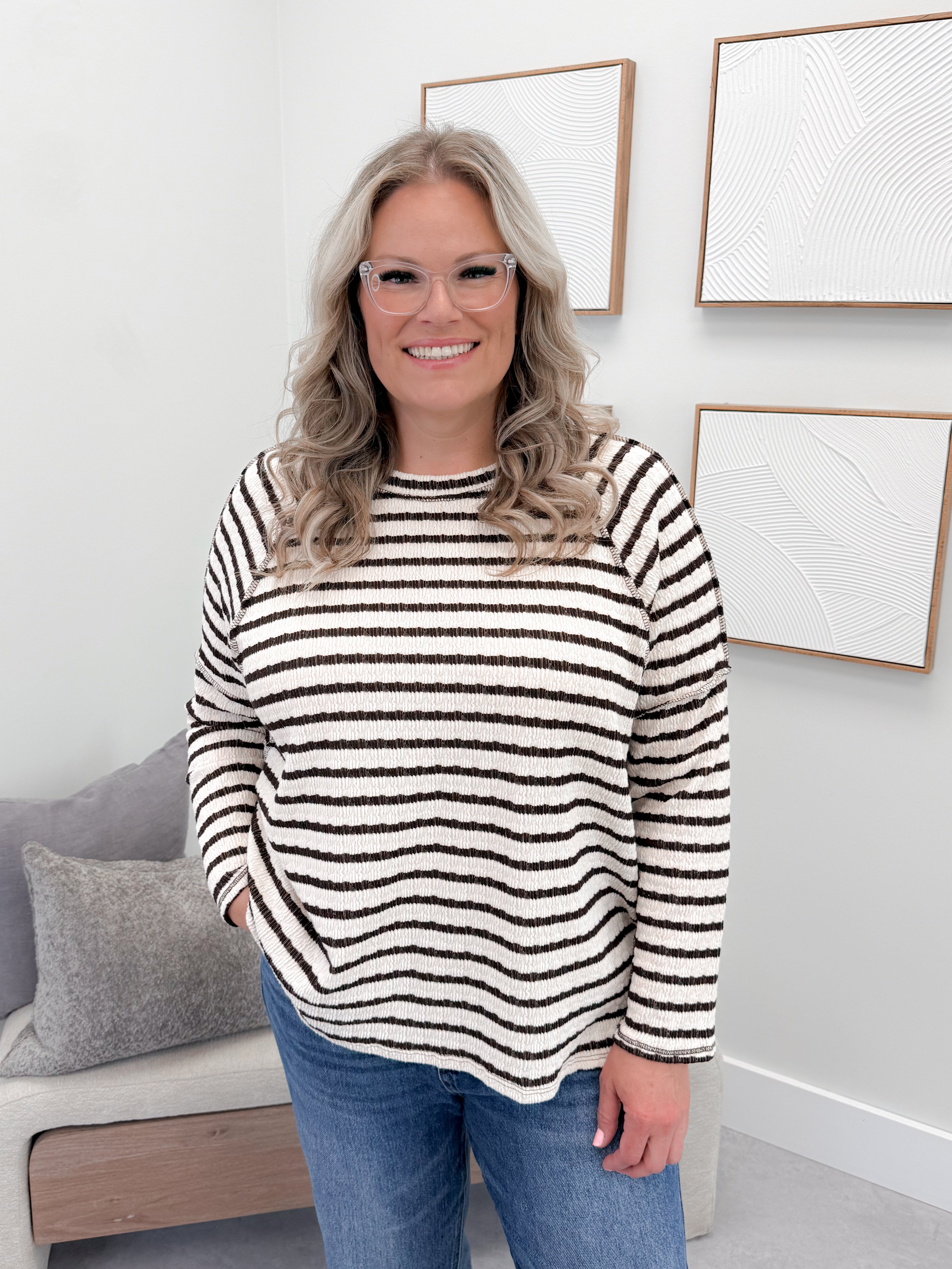 Eclipse Long Sleeve in Brown Stripes