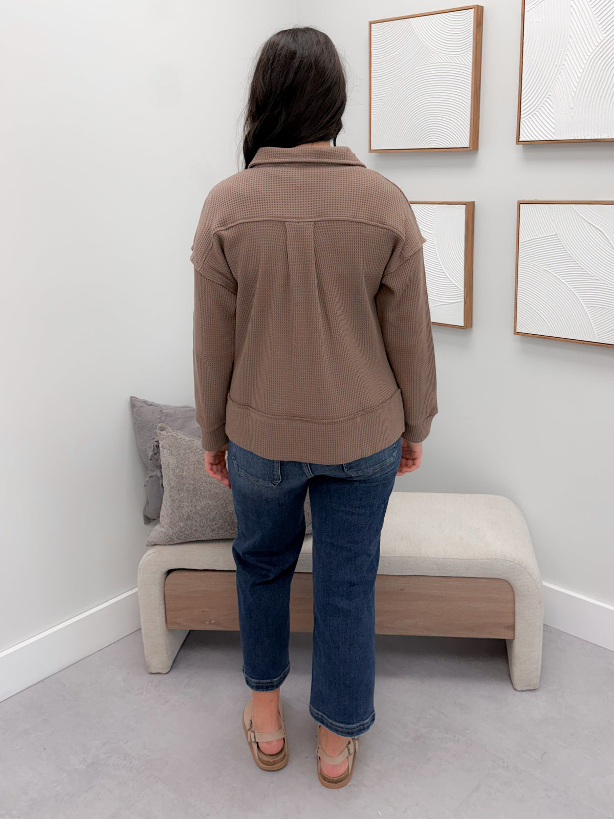 Thea Waffle Shacket in Cocoa