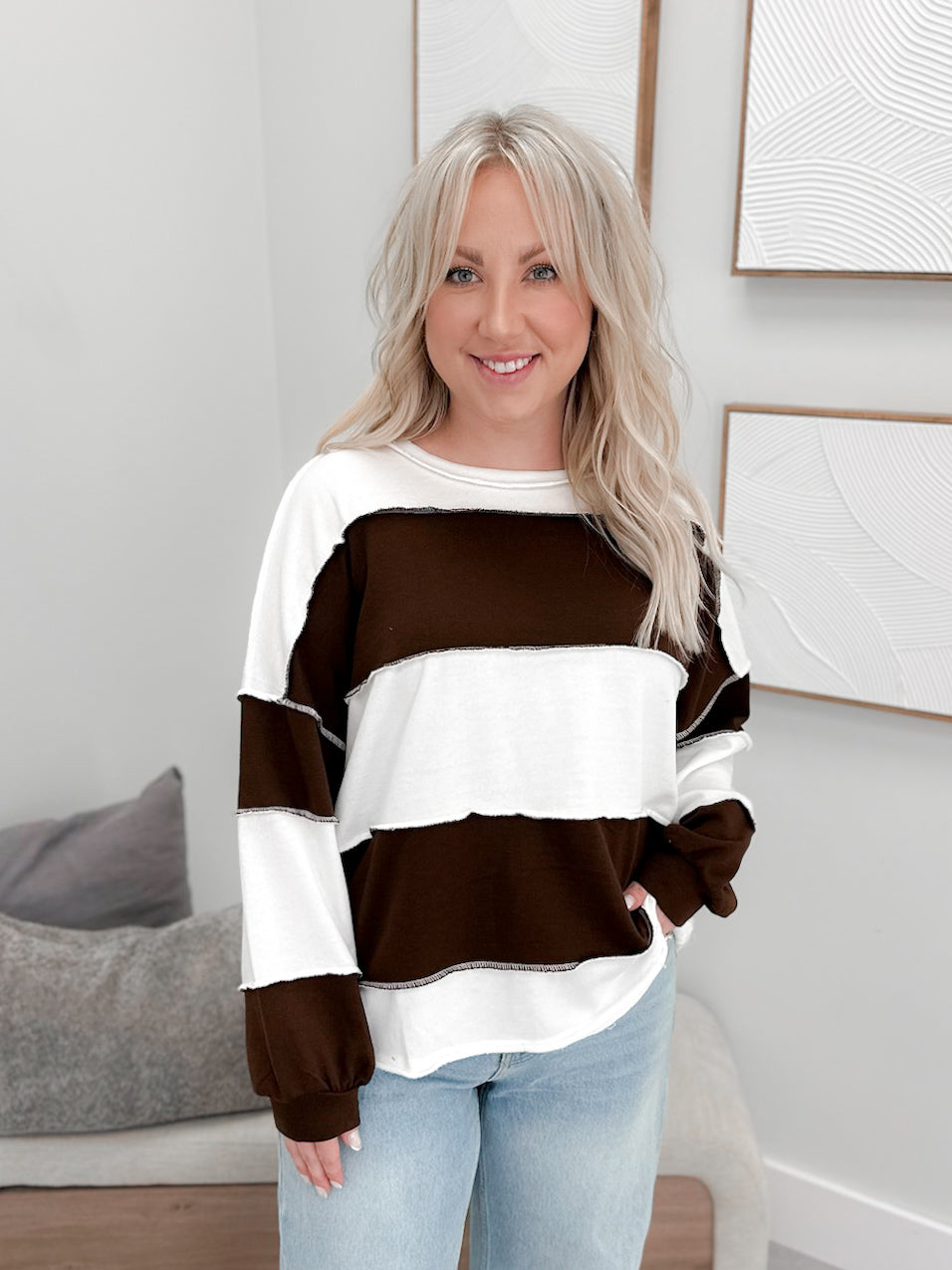 Cooper Pullover in Striped Chocolate