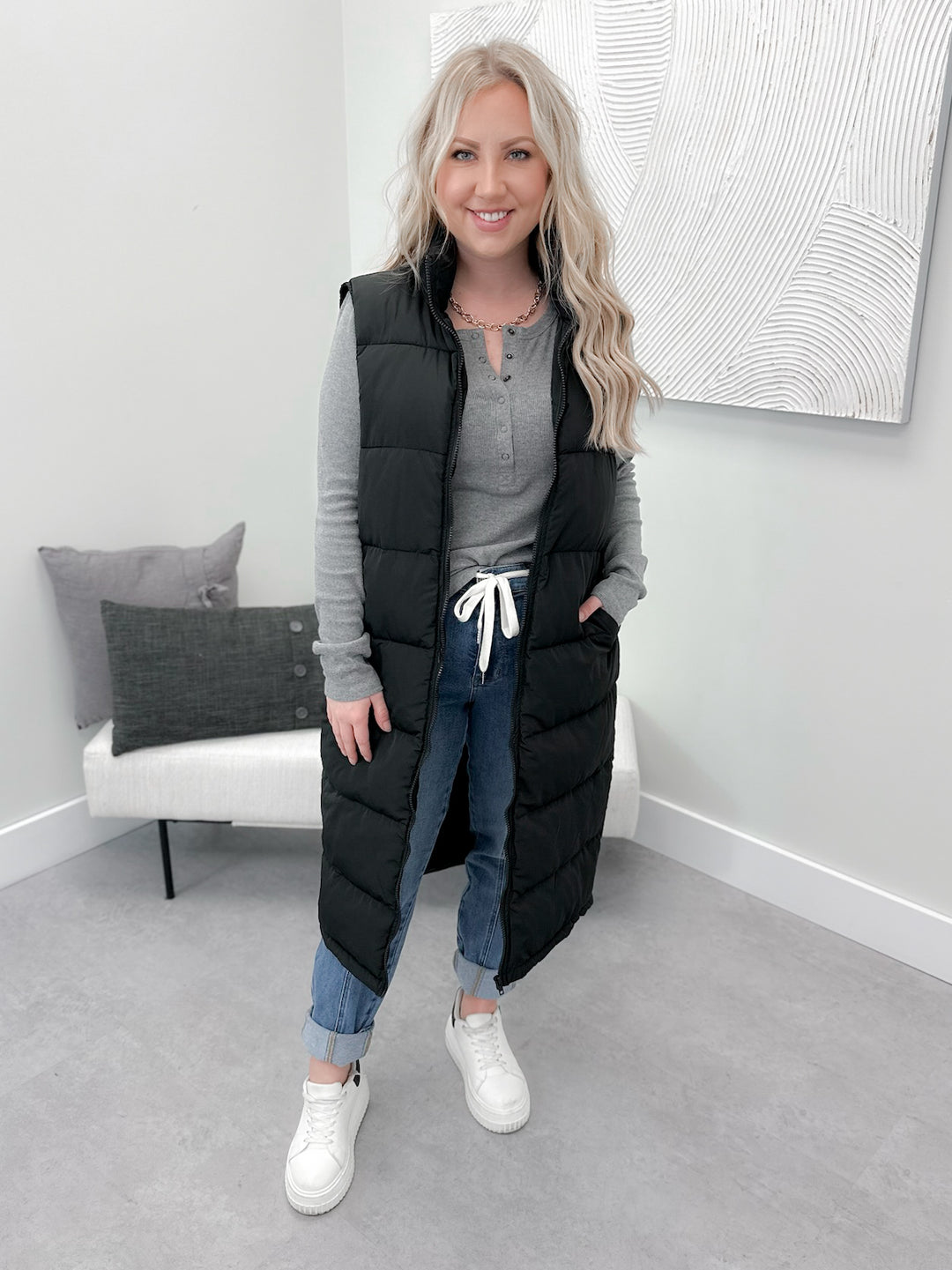 Elsa Puffer Vest in Black