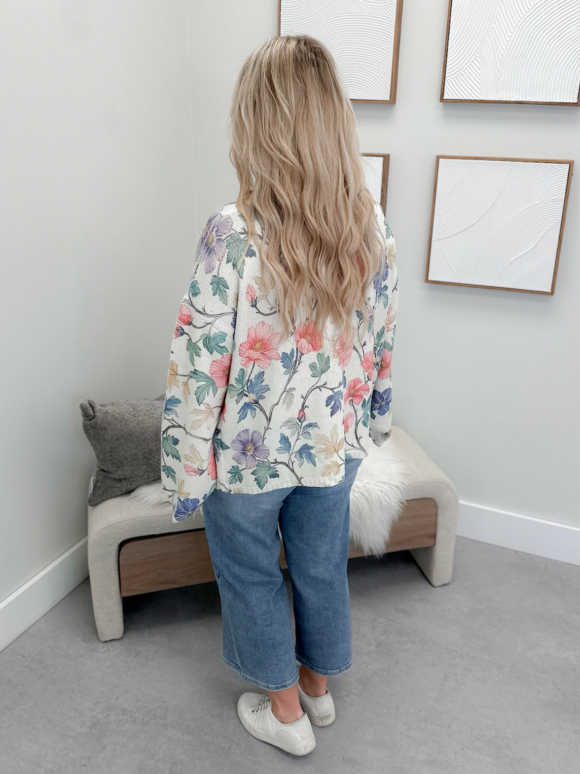 Blooms Cardigan in Cream by POL