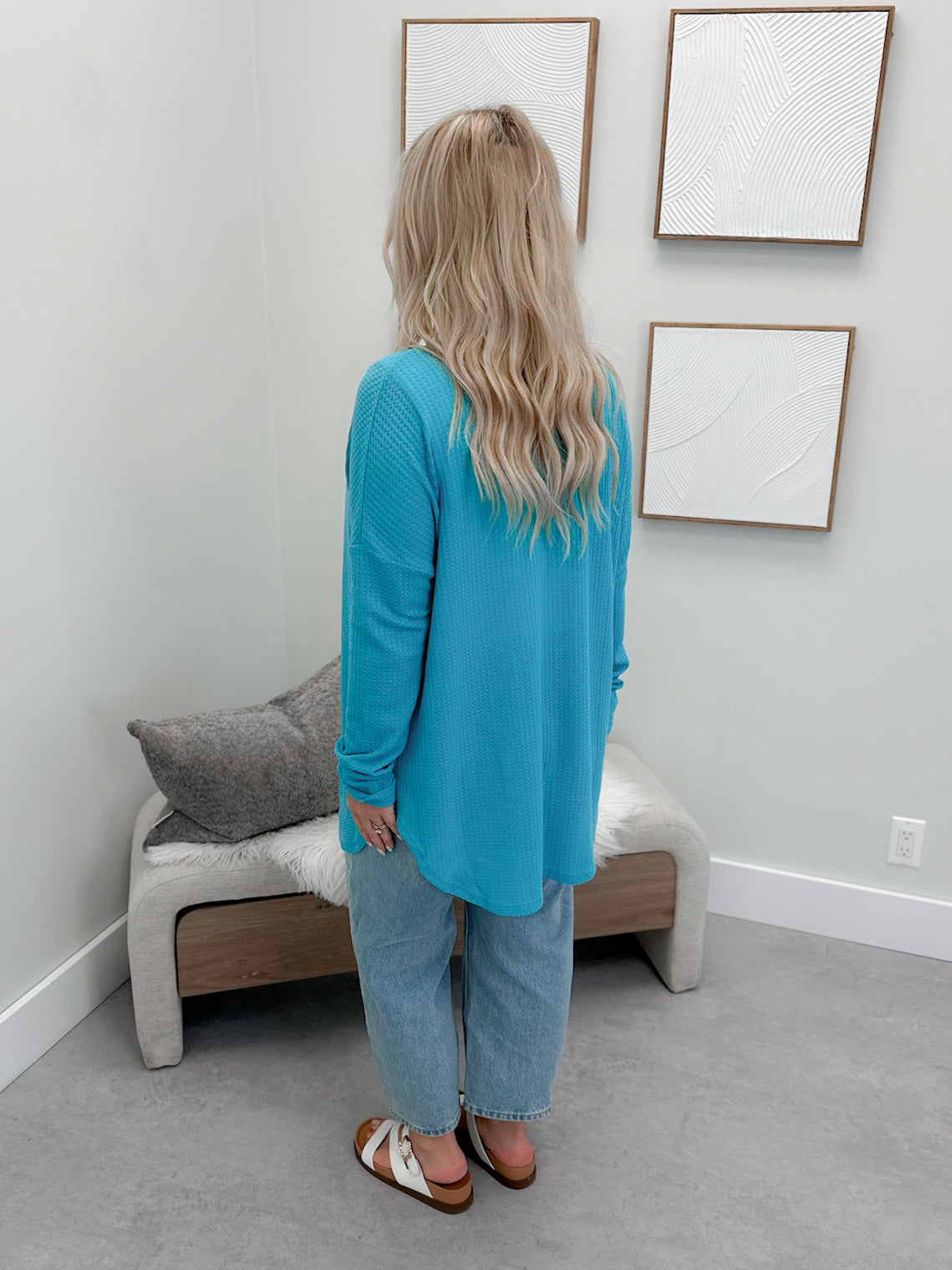 Waffle Two in One Top in Turquoise