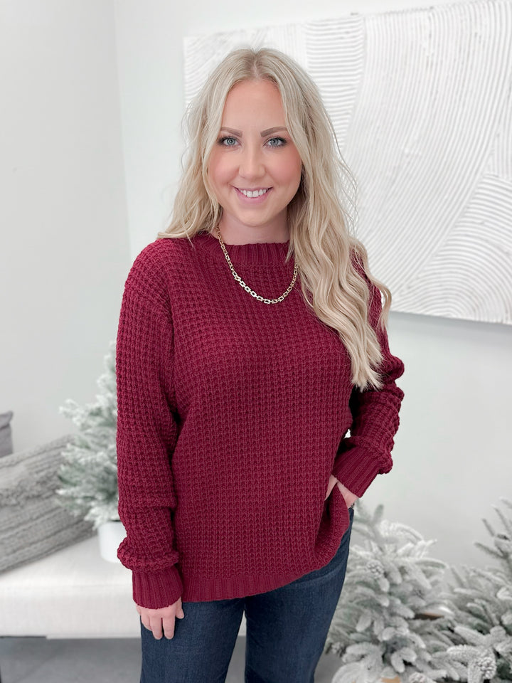 Anna Chunky Knit Sweater in Cabernet