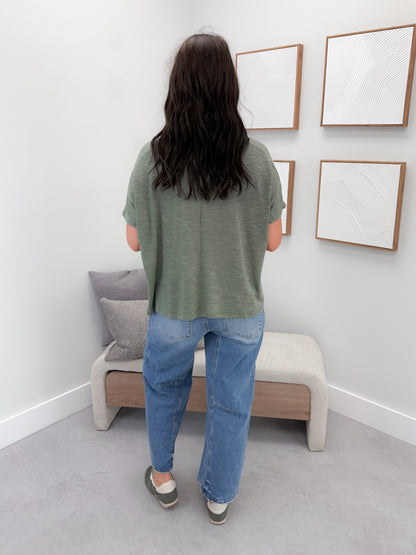 Aniston Slub Knit Tee in Olive