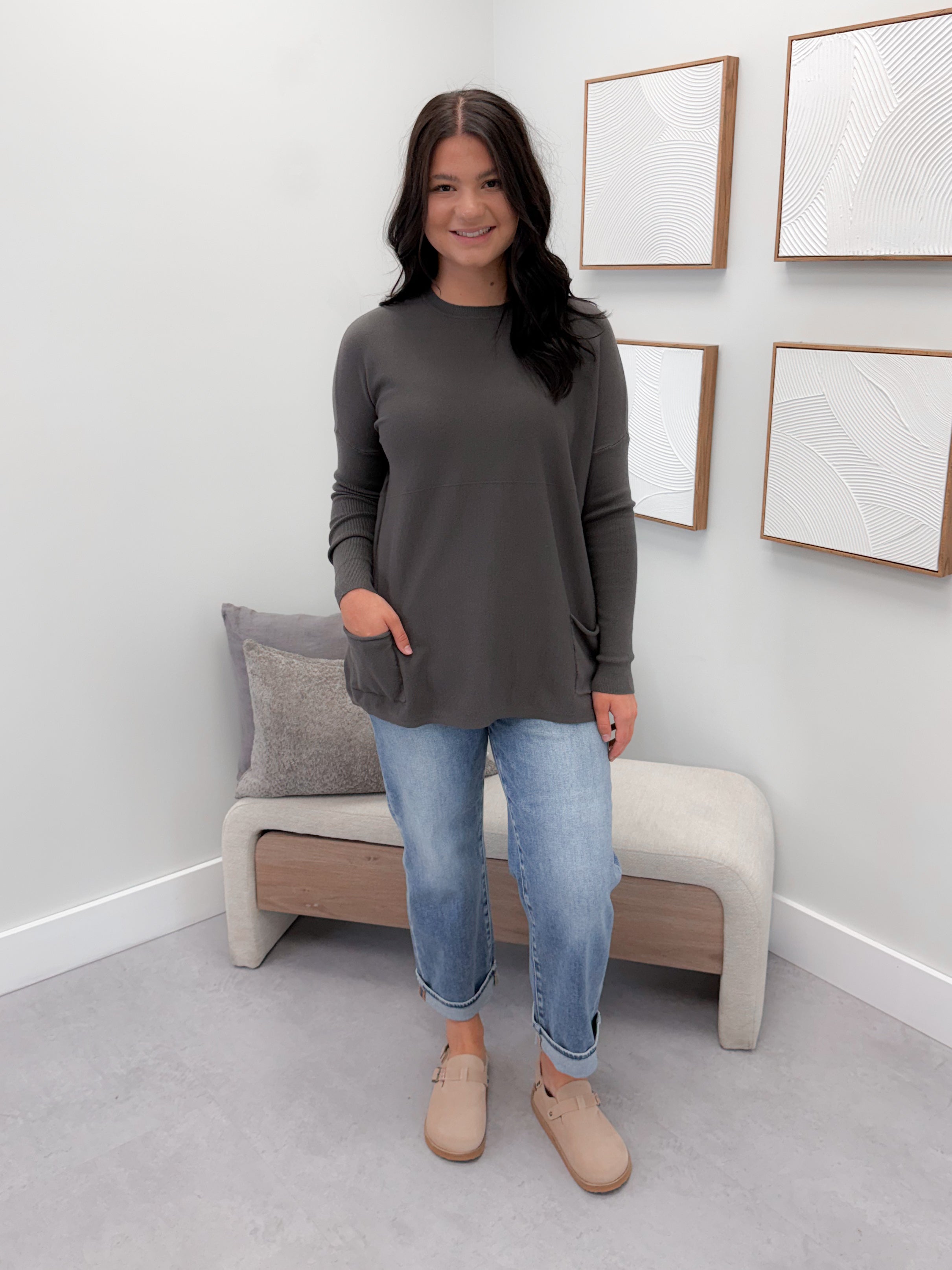 229 Pocket Sweater in Iron by Twenty Nine The Label