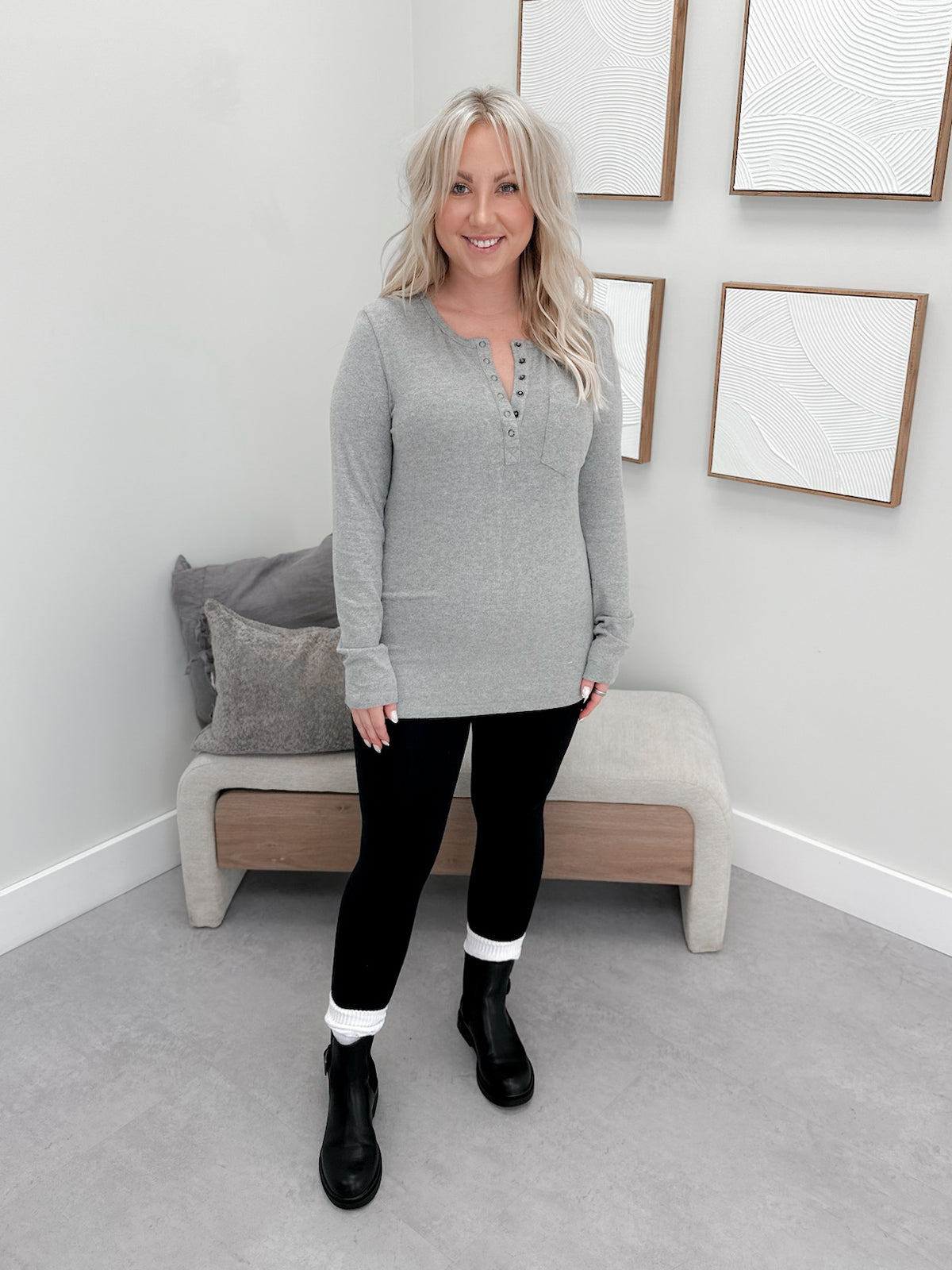 Georgia Long Sleeve in Light Grey