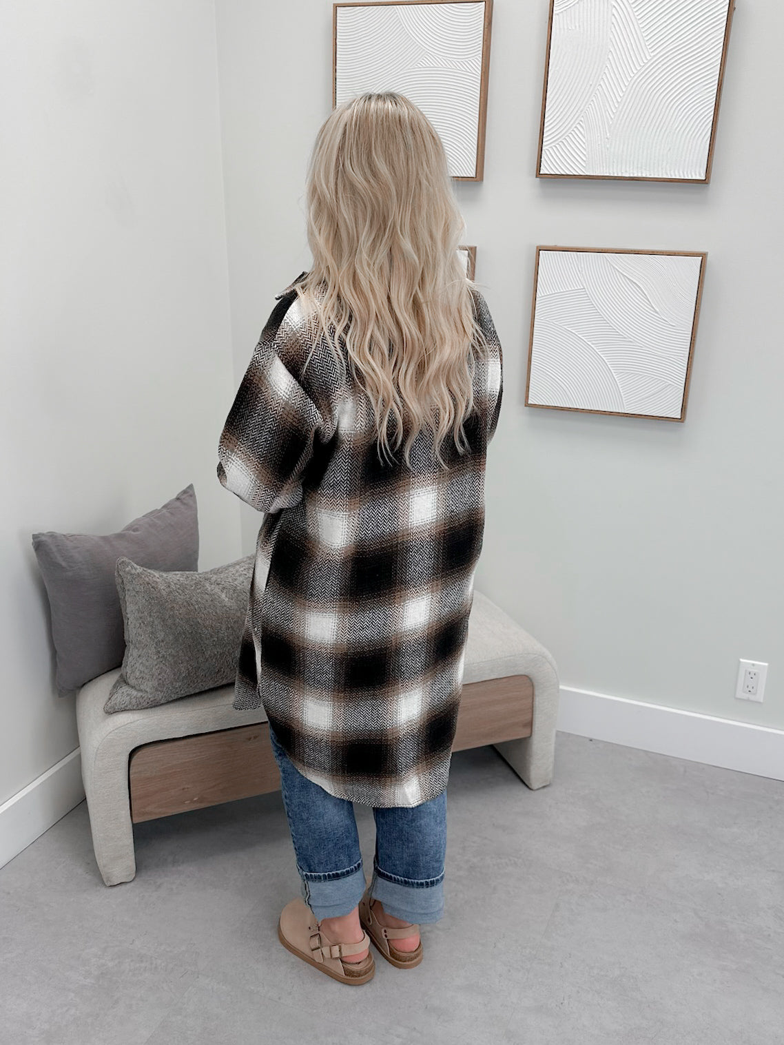 Sarella Plaid Shacket in Brown