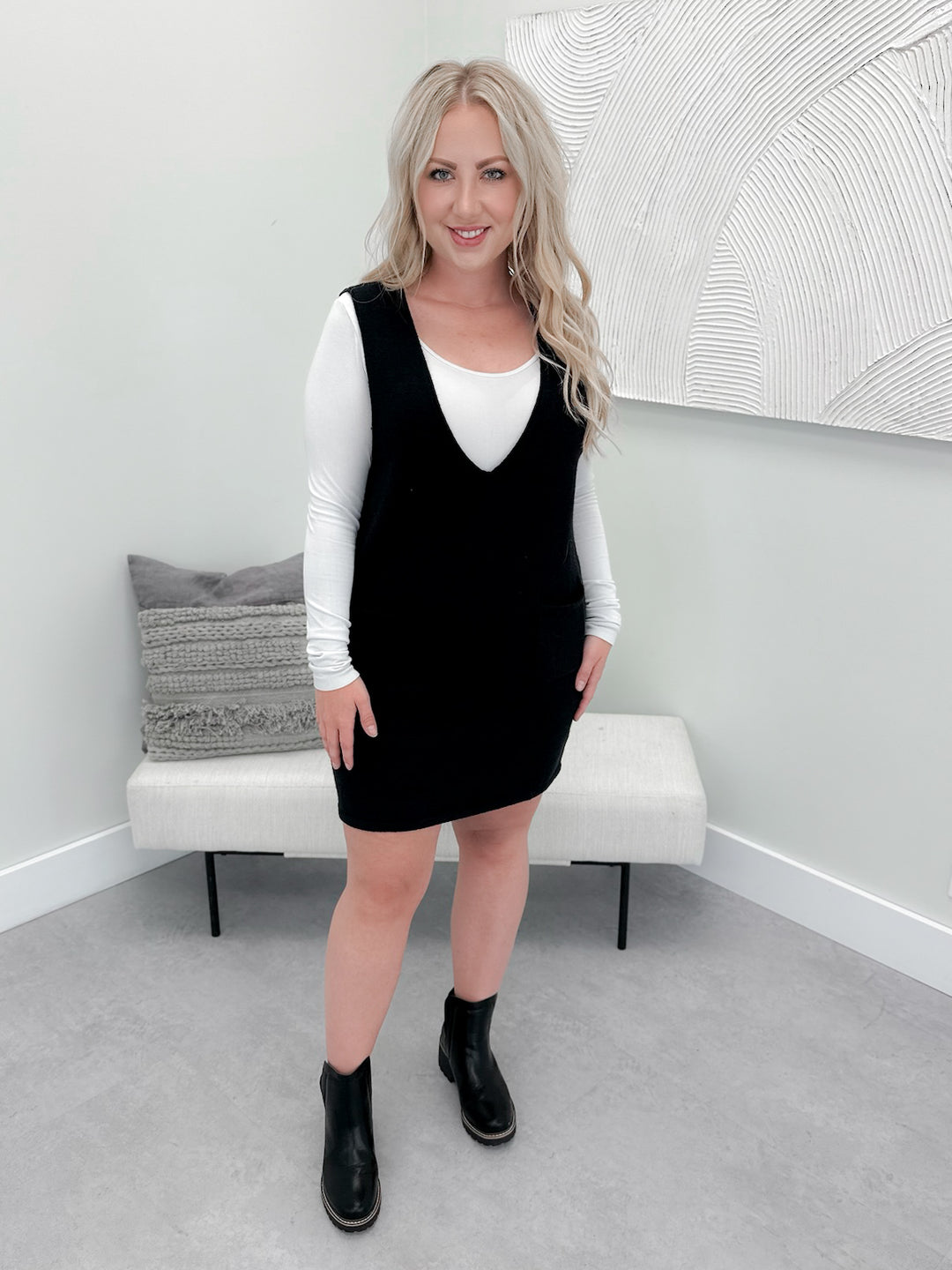 Sandra Sweater Dress in Black